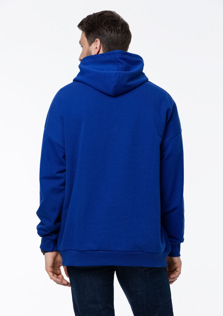 Худи унисекс оверсайз футер без начёса с именной вышивкой (Синий)